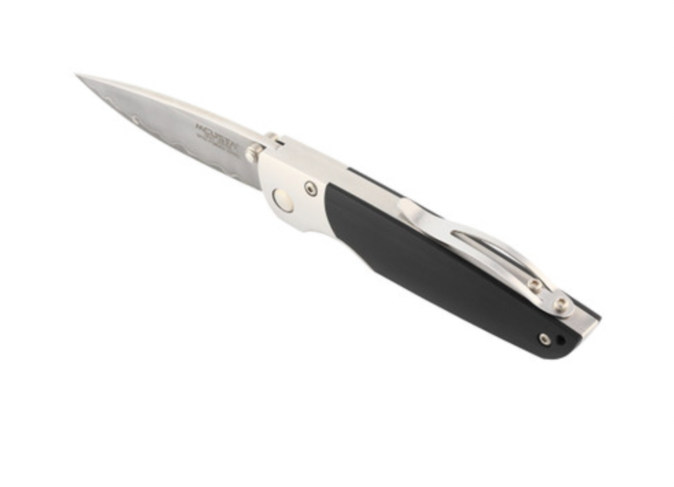 MCUSTA MC-0144G Shinra Mixture Teana SPG2 San Mai Black Pakkawood 3.87" Folding Knife