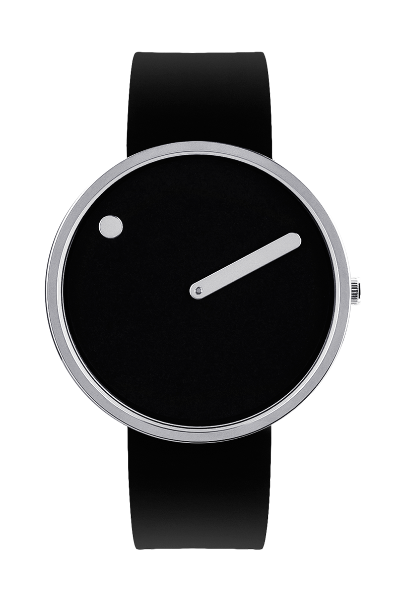 Picto Watch 40mm | Black Dial | Black Silicone Strap