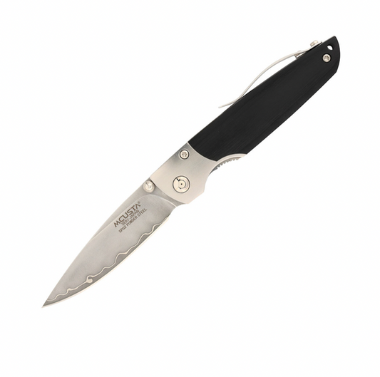 MCUSTA MC-0144G Shinra Mixture Teana SPG2 San Mai Black Pakkawood 3.87" Folding Knife